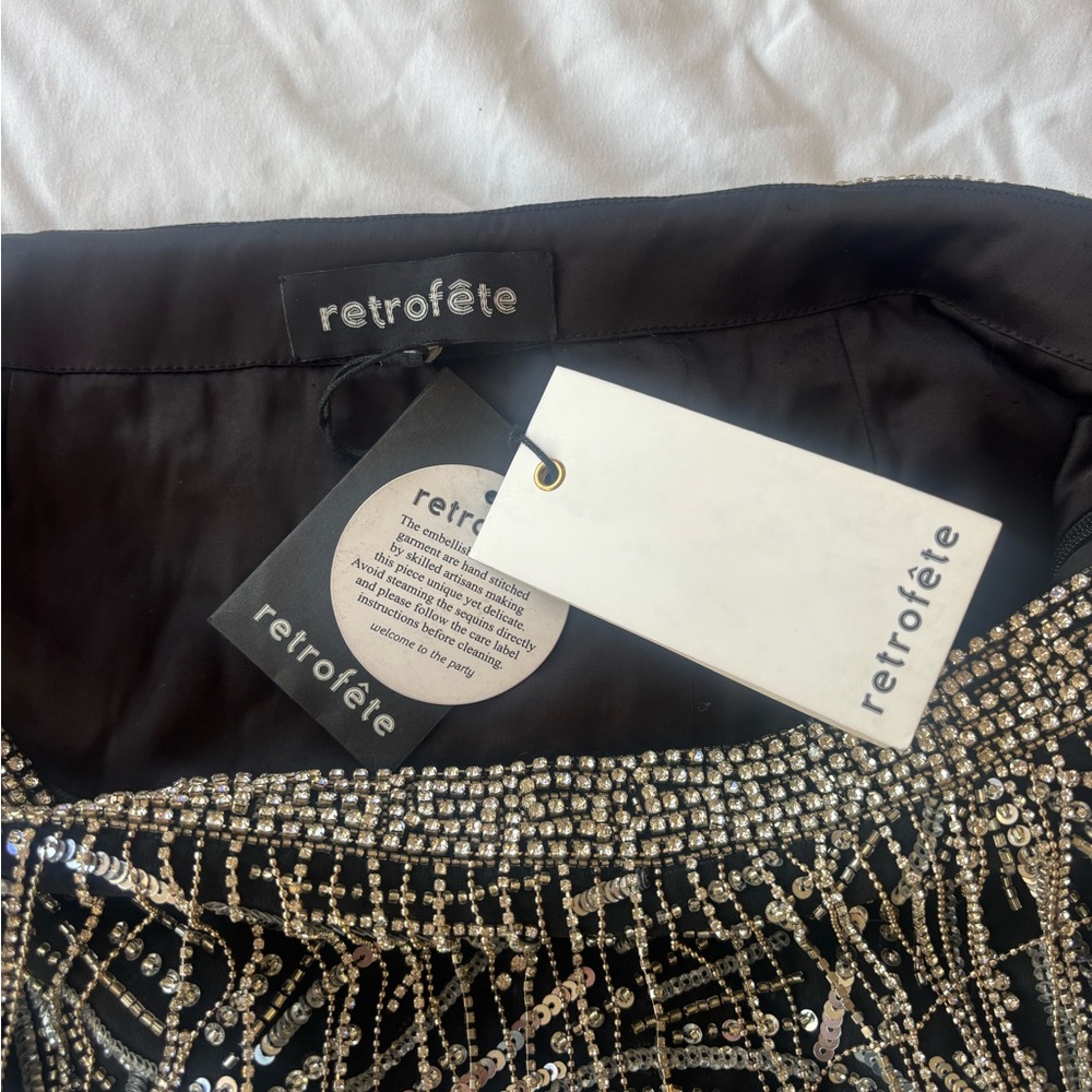 Retrofete Black Beatrix Sequin Skirt - Picture 3 of 4